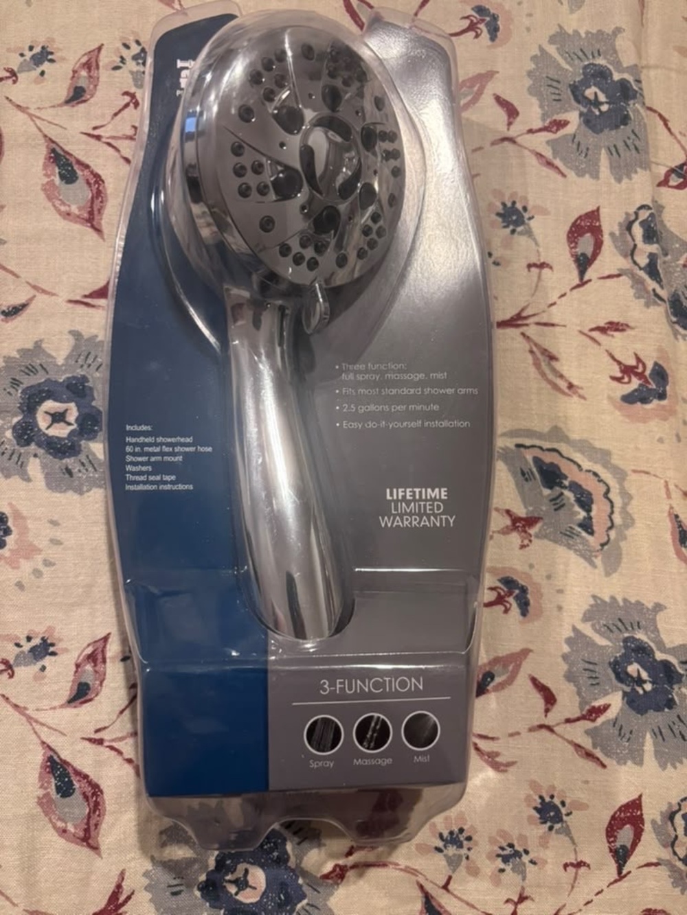 3-Function Handheld Shower Head - Polished Silver